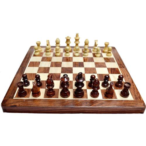10x10” Chess Set on Sale - ChessBazar Chess Set with Bag - Folding Standard Magnetic Travel Chess Board Game Handmade in Fine Rosewood with Storage for Chessmen
