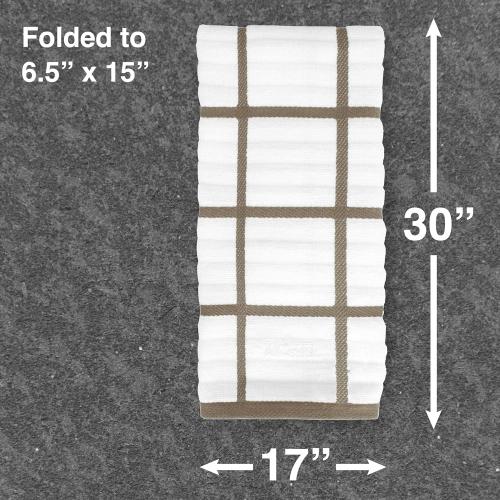 All-Clad Checked Kitchen Towel: Highly Absorbent, Super Soft Long Lasting - 100% Cotton, 17x30 Tea Towel for Cleaning & Drying Dishes, Pans, Glassware, or Countertops, (4-Pack), Mushroom