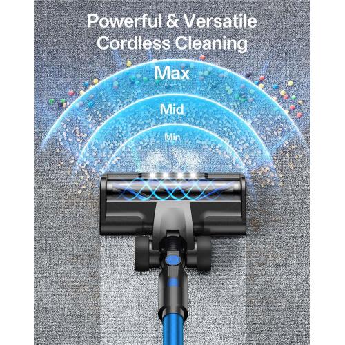 Vacation Cordless Vacuum Cleaner, 8-in-1 Cordless Stick Vacuum Cleaner with 3 Suction Modes, Up to 45mins Runtime, Rechargeable, Self-Standing, Wireless Vacuum Cleaners for Home Pet Hair Carpet Car Hard Floor