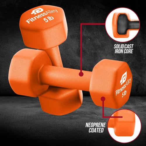 Neoprene Coated Workout Dumbbells set of 2 – Anti Roll, Non Slip with Smooth Grip Fitness & Exercise Dumbbells – Hexagon Shaped Hand Weights for Women & Men – Best Choice for Gyms & home use
