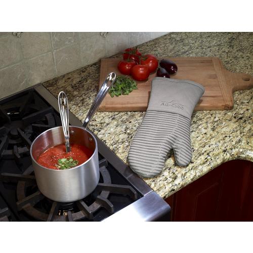 All-Clad Premium Silicone Oven Mitt: Heat Resistant to 500 Degrees - 100% Cotton & Silicone, 14x7 Pot Holder for Kitchen and Barbeque, (6-Pack), Titanium Gray