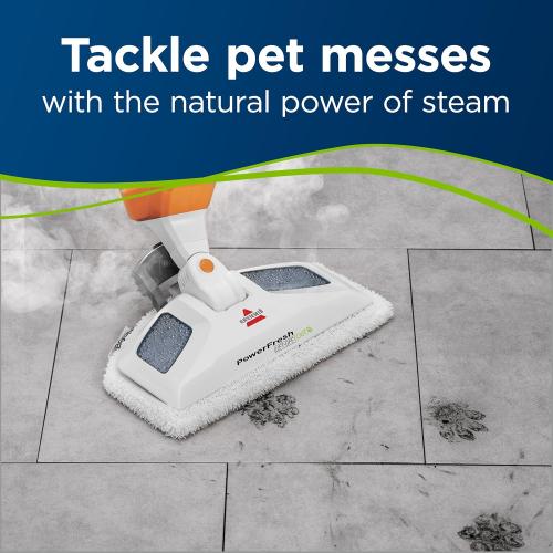 White and Orange Bissell PowerFresh Lift-Off Pet Steam Mop, Steamer, Tile, Bathroom, Hard Wood Floor Cleaner, 1544A, Orange