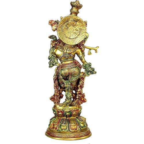 eSplanade Brass Krishna Kishan Murti Idol Statue Sculpture | Pooja Idols | Home Decor (15 Inch)