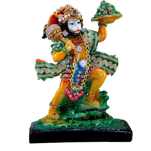Size 8.5x6.5 eSplanade Resin Hanuman Anjaneya Pavan Putra Idol Murti Moorti Statue (8.5 x 6.5 Inches)