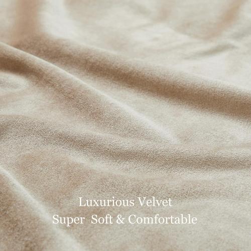 BULBUL Champagne Velvet Curtains Beige Luxury Elegant Living Room Curtain - Modern Thermal Insulated Soundproof Privacy Room Darkening Floor to Ceiling Soft Drapes for Bedroom