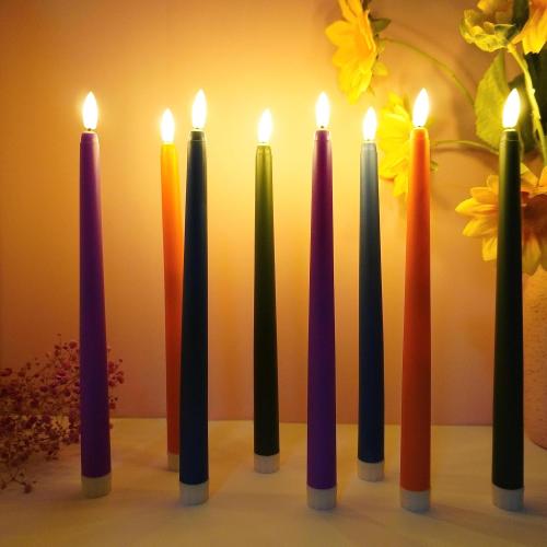 6 Pack Green Flameless Taper Candles with Remote Timer, Flickering Battery Operated LED Candlesticks Set of 6