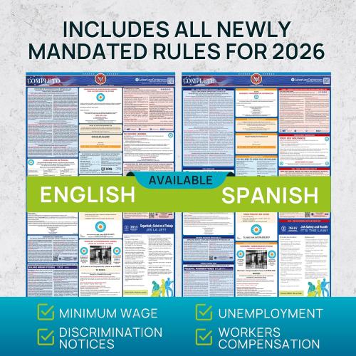 Florida 2026 Labor Law Poster – State & Federal Compliance – OSHA, EEOC, FMLA, Minimum Wage – Durable, Laminated & Waterproof Workplace Employment Poster – Made in USA – 26” x 39.5”
