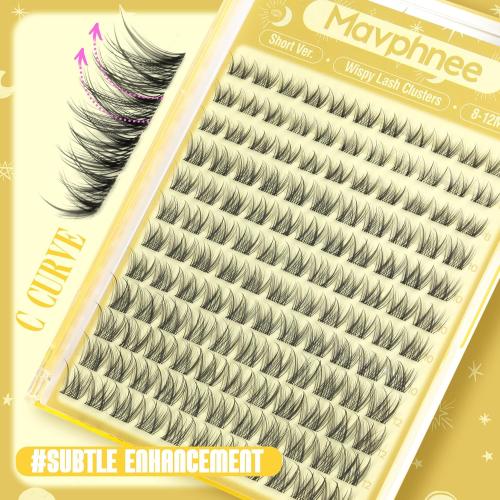 Lash Clusters Natural Eyelash Clusters 8-12MM Wispy Lash Extensions C Curve Individual Lashes Clear Band Cluster Lashes Clean Makeup DIY Lash Pack (Short Ver.)