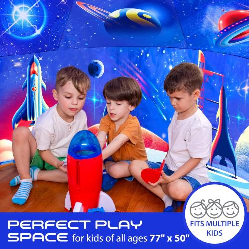 W&O Galactic Aerodome with LED Lights - Inflatable Space Fort for Kids Aged 3-12, Inflates in Seconds Creating an Immersive Galactic Experience (Fan Not Included)