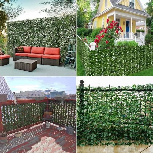 Artificial Ivy Privacy Fence 118x39.4in Grass Wall Screen Fake Vines Balcony Fence Privacy Screen Cover, Faux Ivy Leaf Hedge Panels Wall Decoration