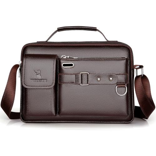 Classic 11.2 Messenger Bag, PU Leather Sling Shoulder Bag for Men Women, Crossbody Satchel Bag Handbag for Work Business