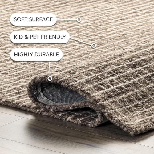 Rugs USA Melrose Brown/Ivory, 7'6 x 9'6, Handmade, Wool & Cotton, Soft and Cozy, High Traffic, Stain Resistant, Easy Clean, Durable Area Rug for Bedroom, Living Room, Dining Space, Den, Entryway