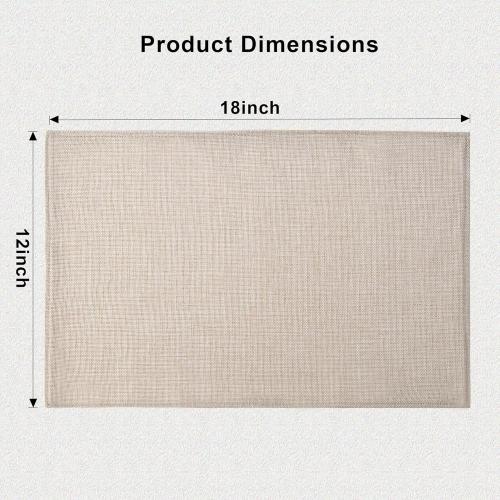 SLKQG Linen-Look Placemats Set of 8, Heat Resistant & Machine Washable Double-Layered Cloth Placemats for Dining Table, Indoor/Outdoor Use, Non-Slip Kitchen Table Mats (8, Light Linen)