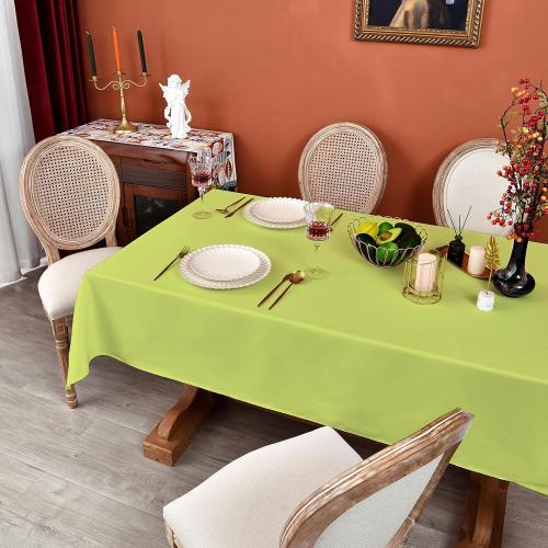MEANMOY Lime Green 210 GSM Water & Stain Resistant Square Tablecloth - Solid 54 x 54 Inch Rectangle Table Cloth Cover in Wrinkle Free Washable Wipe Clean Polyester Fabric for Wedding, Party, Banquet
