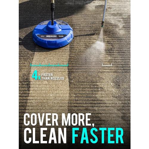 MEKOH 14” Electric Pressure Washer Surface Cleaner Attachment, 2500 PSI Universal Power Washer Accessories for Driveway Sidewalk Deck Patio Concrete Cleaning, 1/4 Quick-Connect, Dual Rotary Nozzles