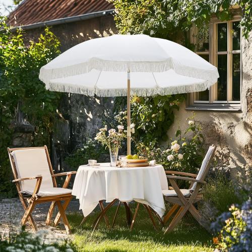 Patio Umbrella with UPF 50  Protection, 8 Ribs, Push Button Tilt - Versatile Outdoor Shade for Garden, Courtyard, and Beach