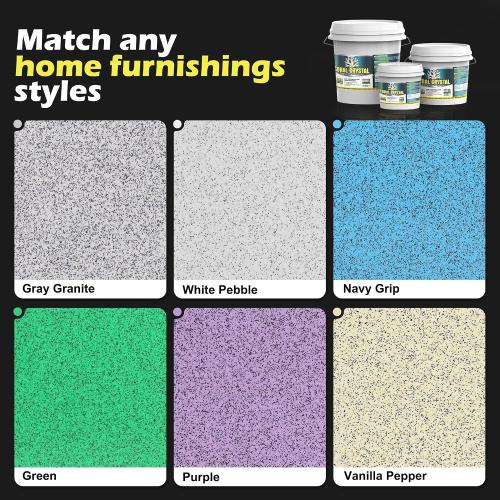 Epoxy Colored Sand Floor Paint for Concrete (210 Fl Oz),Self-leveling Epoxy Floor Paint - Easy Pour & Roll Application to Waterproof & Renew Garage,Porch,Basements,Patios,Outdoor(Navy Grip,Net Content 10KG)