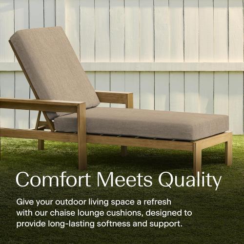 Honeycomb Outdoor Chaise Lounge Cushion for Patio Furniture, Water & Fade Resistant, Removable Cover, 21.5 x 70, Heritage Textured Solid Birch Tan