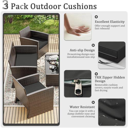 Outdoor Furniture Cushions,High-Elastic Replacement Sponge Fits for 4-Seater Wicker Rattan Patio Furniture Cushions Sofa Loveseat Chair Couch（36x18x3,18x18x3 Liner & Cover
