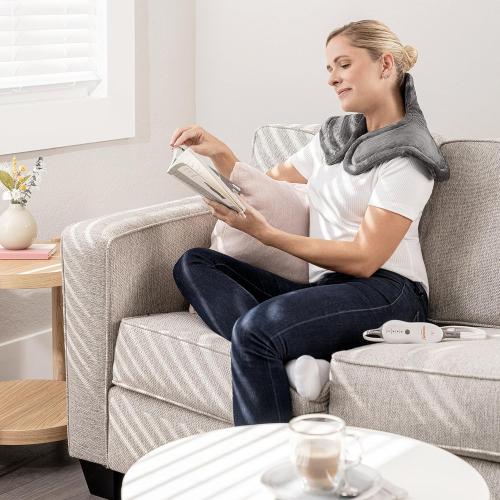 Sunbeam Heating Pad for Neck and Shoulder Pain Relief with Auto Shut Off and Moist Heating Option 22 x 14 Grey