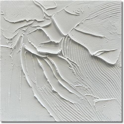 NANKAI Art Hand-Painted White Canvas Wall Art 24x24 inch Abstract Thick Texture Oil Painting Modern Minimalist Art Home Wall Decoration Painting