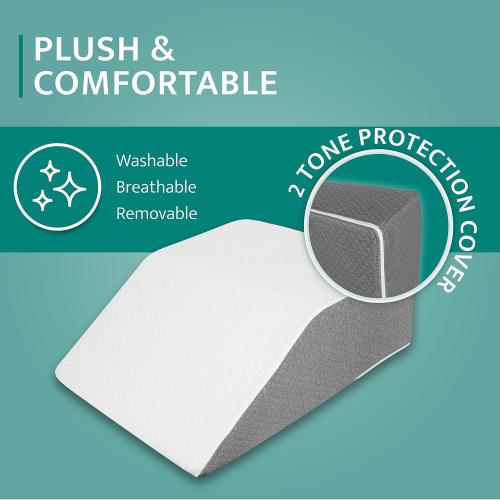 White and Grey Kölbs Bed Wedge Leg Pillow for Elevation Chic Jacquard Cover, Knee, Ankle Bolster Body Positioner Post Surgery