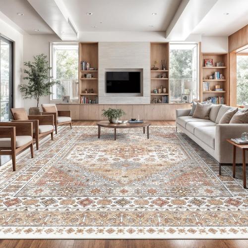 zesthome Area Rugs,Stain Resistant Washable Rug,Ultra-Thin Rugs for Living Room,Bedroom,Non-Slip Backing Home Decor Large Area Rug