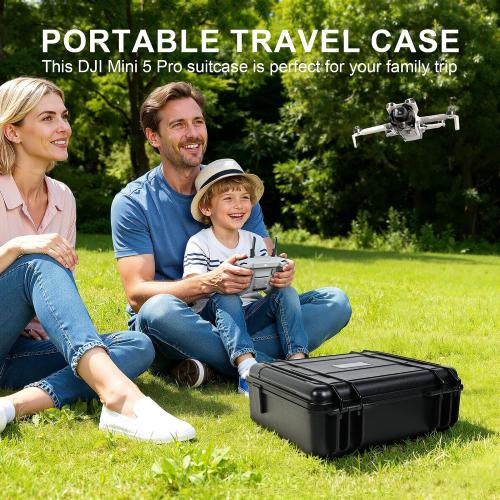 Lekufee Waterproof Hard Carrying Case for DJI Mini 5 Pro Drone, Fly More Combo, DJI RC 2/RC N3, Battery(6 pcs), Charging Hub, and other Accessories(Case Only)