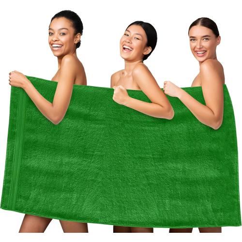 Elegant Comfort Three Line Popcorn Towel Set for Bathroom 35 x 70 inches, Premium Hotel Quality 1-PACK Jumbo Towels, 100% Turkish Cotton,Soft and Durable, Quick Dry and Highly Absorbent, Emerald Green