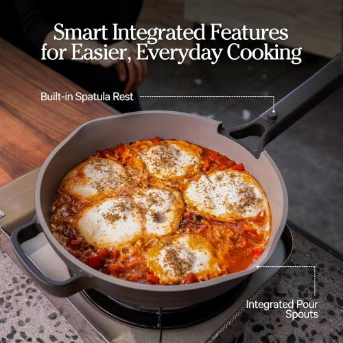 Our Place Always Pan 2.0 | 10.5 Ceramic Pan with Modular Lid, Steamer Basket & Spatula | Patented 10-in-1 Nonstick, Non-Toxic Cookware Made Without PFAS | Induction & Oven-Safe up to 450°F | Steam‼️no steam basket‼️