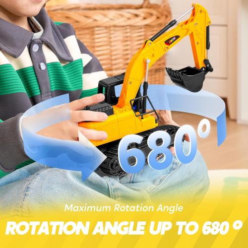 JOYIN Remote Control Excavator Toys for Boys, 2.4Ghz RC Play Excavator with Light, Construction Toys for Boys 3-5 4-7 8-12 Year Old Kids, Christmas Birthday Present