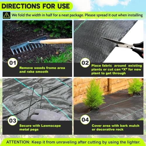 5ftx500ft Garden Weed Barrier Landscape Fabric (including Scissors & Gloves), Large Weed Block Gardening Mat, Heavy Duty Ground Cover Weeds, Superior Weed Landscape Control For Vegetable Projects.