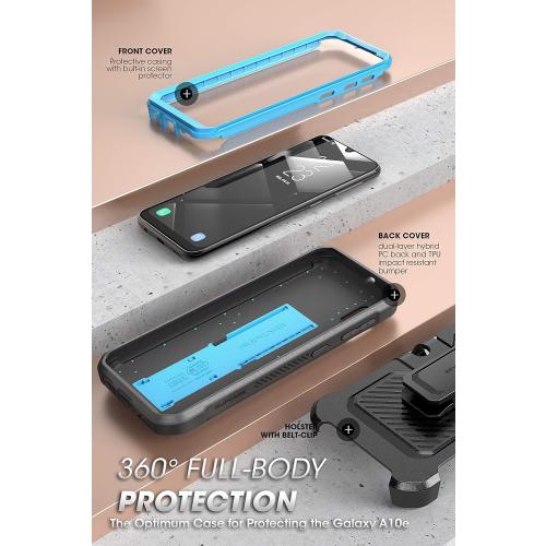 SupCase Unicorn Beetle Pro Series Designed for Samsung Galaxy A10e Case(2019 Release), Full-Body Rugged Holster & Kickstand Case with Built-in Screen Protector (Blue)