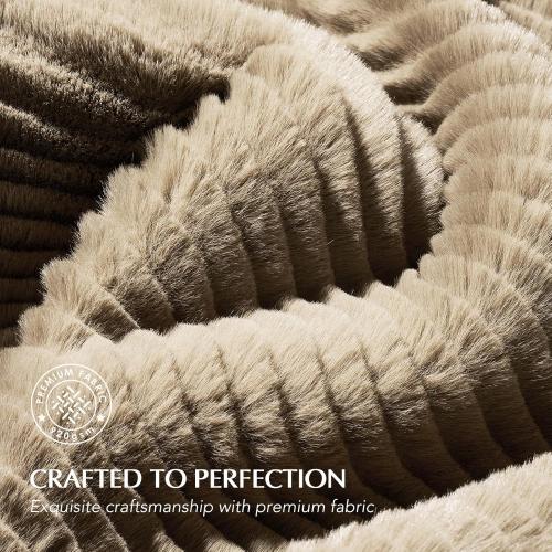 EVERGRACEHOME Ultra Soft Faux Fur Throw Blanket for Couch, Luxury Sculpted Texture Faux Blanket for Bed, Fluffy Thick Plush Warm Fuzzy.