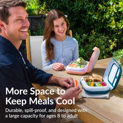 Bentgo Chill Max Leak-Proof XL Lunch Box - Included Ice Pack Keeps Food Cold; 5-Cup Capacity for Adults & Ages 8 , 3 or 4 Compartment Bento Box, BPA-Free, Dishwasher Safe (Lavender & Peach Blossom)