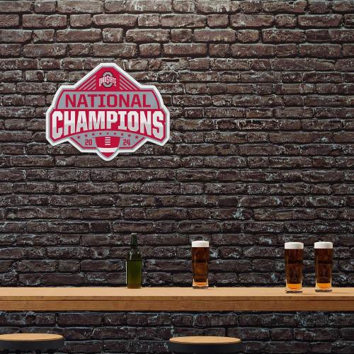 Rico Industries NCAA Ohio State Buckeyes 2025 National College Football Champions Shape Cut Pennant - Home and Living Room Décor - Soft Felt EZ to Hang