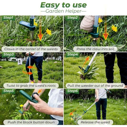 Walensee Weed Puller, Stand Up Weeder Hand Tool, Long Handle Garden Weeding Tool with 3 Claws, Hand Weed Hound Weed Puller for Dandelion, Standup Weed Root Pulling Tool and Picker, Grabber (1 Pack)