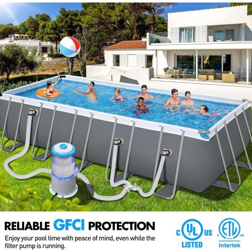 KimPump 1000 GPH Light-Up Pool Filter Pump for Above Ground Pool|Built-in Blue LED Light,Transparent Housing for Real-Time Water Circulation &Filtration Monitor, Pool Cartridge Filter Pump System Cyan