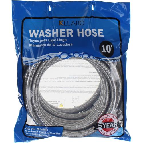10 Foot Stainless Steel Washing Machine Hoses (2 Pack) Burst Proof from Kelaro