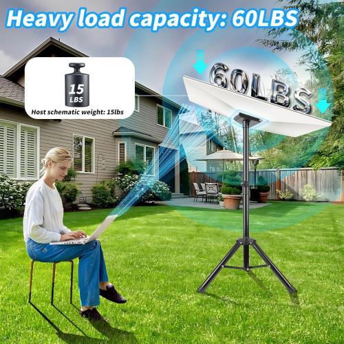 Portable Starlink Gen 3 Tripod, Adjustable Folding Metal Starlink Tripod Stand Gen 3, Metal Tripod Mount for Gen3 Standard Dish, Includes Pipe Adapter