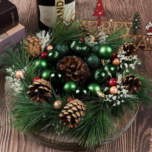 Emopeak 24Pcs Christmas Balls Ornaments for Xmas Christmas Tree - 4 Style Shatterproof Christmas Tree Decorations Hanging Ball for Holiday Wedding Party Decoration Dark Green