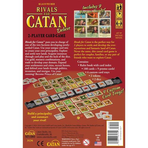 CATAN Rivals for CATAN Card Game DELUXE EDITION - Build, Trade, and Conquer with Enhanced Components! Family Game for Kids & Adults, Ages 10 , 2 Players, 45-60 Minute Playtime