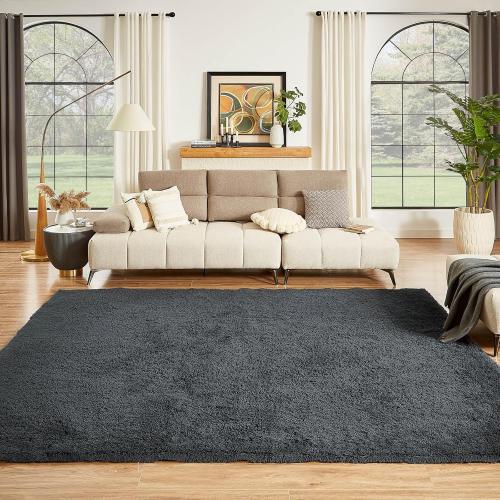 Floralux Area Rugs Size  9x12 Color Grey  Living Room, Dark Grey, Large Shag Rug Bedroom Rug, Ultra Soft Shaggy Fluffy Carpet for Playroom, Plush Modern Carpets for Kids Room, Dorm Home Decor Aesthetic