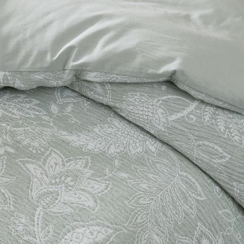 Lush Decor Floral Jacobean Gauze Jacquard Duvet Cover 3 Piece Set King Sage - Floral Duvet - Green Bedding Set - Vintage & Coquette Decor