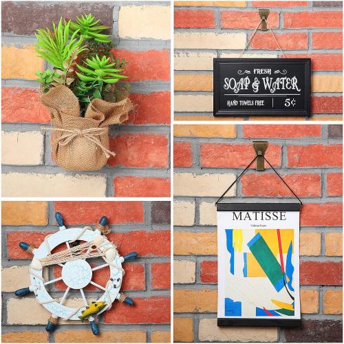 Ripeng 16 Pieces Brick Wall Clips and Hooks for Hanging Outdoors No Drill, Brick Hangers Fit 2-1/4 to 2-3/8 Inch Hooks to Hang Wall Decor, Pictures, Christmas Decorations Hangers (Bronze)