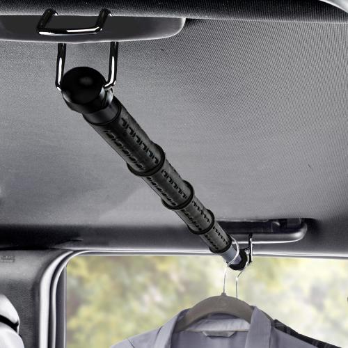 High Road Car Clothes Hanger Bar - Telescoping Carbon Steel Clothes Rod for Car, Truck or Van With Solid Metal Hooks - Heavy-Duty, Fully Assembled Expandable Car Hanging Bar Extends Up To 60 Long