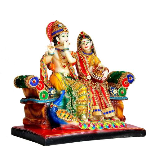 Size 13 eSplanade Resin Radha Krishna on Sofa Murti Idol Statue Sculpture (13 Inches)