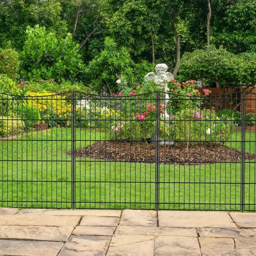Color Black Decorative Garden Fence 6 Panels 13ft(L)×36in(H) Garden Fences with 6 Panels Rustproof Metal Wire No Dig Temporary Animal Barrier Fencing Outdoor Dog Fence for Yard Patio - Without Gate