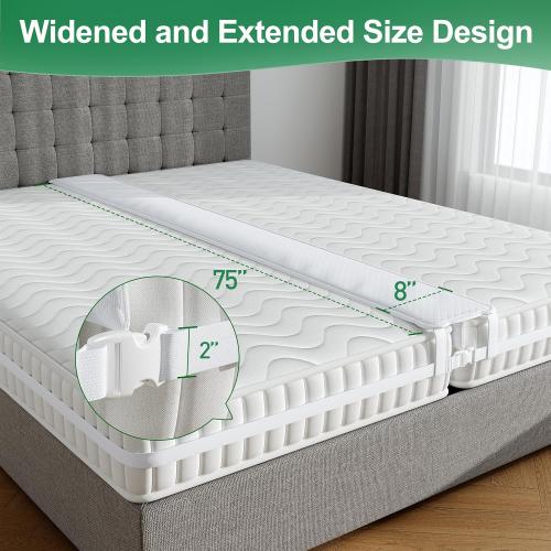 8’’ Wide Bed Bridge Twin to King, Split King Gap Filler for Adjustable Bed, Twin to King Bed Converter with Adjustable Strap, Seamless Comfort Bed Gap Filler for King Bed
