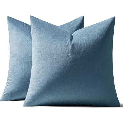 MIULEE Velvet Throw Pillow Covers , Pack of Light Blue, Soft Solid Decorative Pillow Covers Cushion Cases Modern Luxury Home Decor for Spring Couch Sofa Bedroom Livingroom